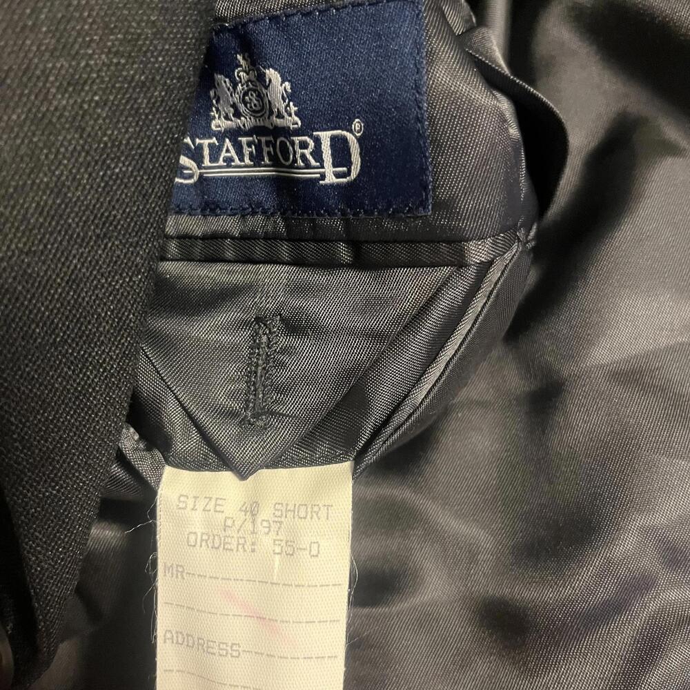 Stafford 100% WOOL RN: 93677 Blazer Men's Size 40 Short Blazer Suit Jacket - Picture 7 of 9